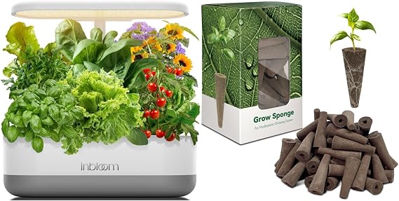 inbloom 12 Pods Hydroponics Growing System + 50 Packs Grow Sponges