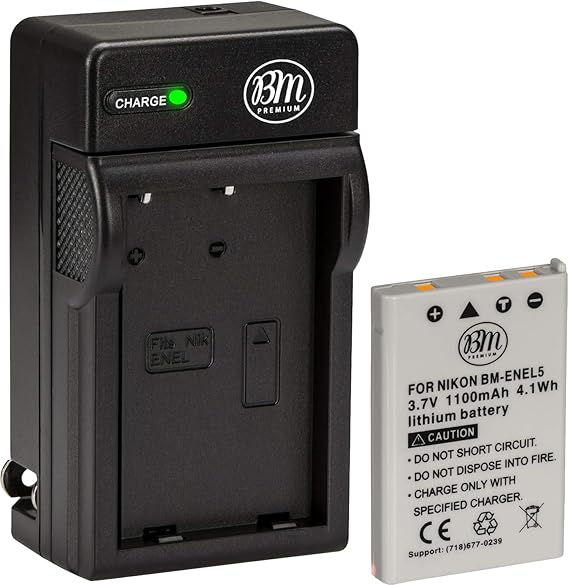 BM Premium EN-EL5 Battery and Battery Charger for Nikon Coolpix P80, P90, P100, P500, P510, P520, P530 Digital Camera