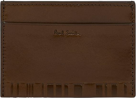 Paul Smith PS Men's Embossed Stripe Card Holder, Khaki, One Size