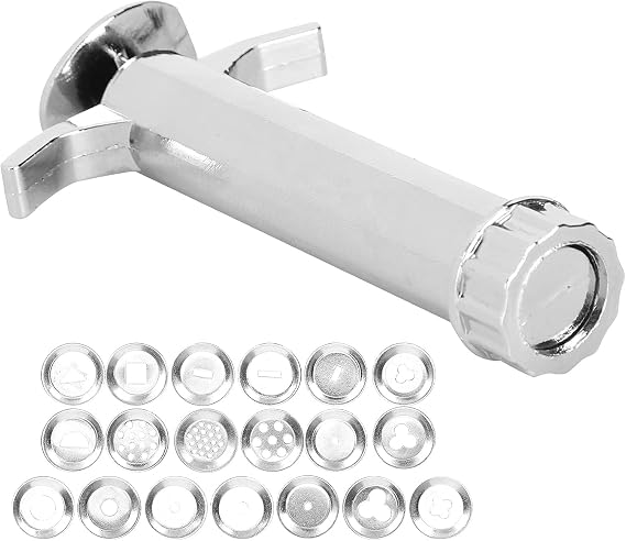 1 Set Silver Clay Extruder, Multifunction Mud Extruder Sculpture Tool Modeling with 19Pcs Tip Molds for Clay Craft