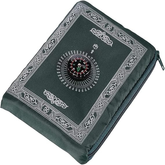 Travel Prayer Mat, 60cm*100cm Praying Rug, Portable Polyester Prayer Rug with Compass, Islamic Waterproof Prayer Mat, Muslim Prayer Mat, for Ramadan Gifts, Islamic Prayer (Green)