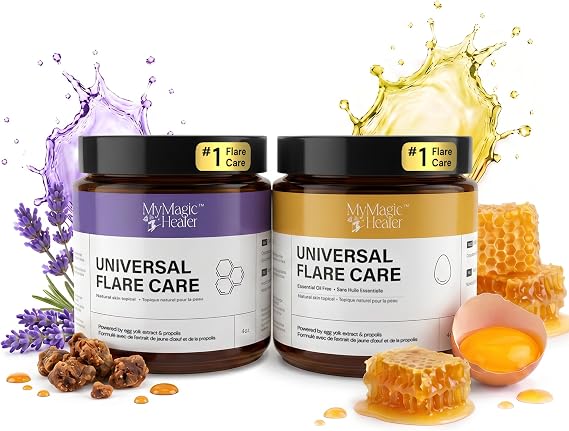 MyMagicHealer Complete Flare Care DUO Universal & Essential Oil Free Drawing Salve for HS, Boils, Eczema-Prone & Dry Sensitive Skin | Dual Care for Dermatitis | Natural Ingredients (2 x 4 oz)