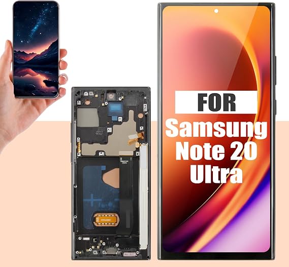 Replacement Screen for Samsung Galaxy Note 20 Ultra 5G (SM-N986U) - Premium OLED Display with Frame, Full Assembly Digitizer Touch Screen, Supports Ultrasonic Fingerprint Unlock,Repair Kit Included