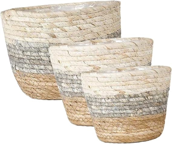 BESPORTBLE 3pcs Basket for Flowers Woven Hand-Made Basket Decorative Flower Rustic s Woven Planter for Plant Flower Shop Indoor Plants Bamboo to Weave Grass