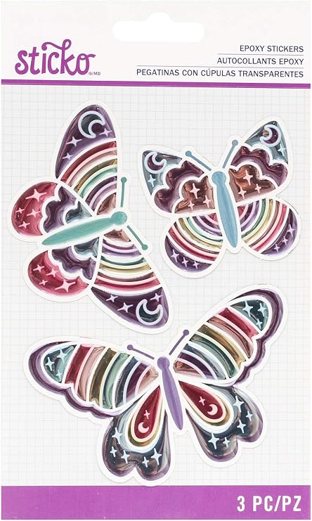 STICKO/AMERICAN CRAFTS STICKO EPOXY Sticker, Butterfly Rainbow