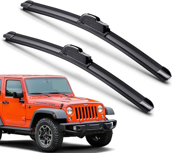 Premium U/J Hook 15"+15" Windshield Wiper Blades for 2007-2018 Jep Wrangler JK Original Equipment Replacement Jeep Wrangler Accessories (Pack of 2)