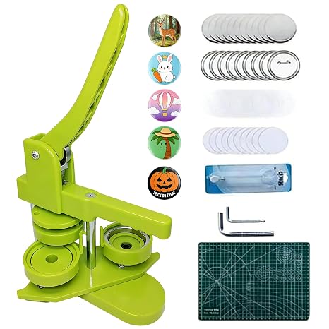 58mm Button Maker Machine Kit, Round Pin Badge Maker with 100pcs Pin Parts