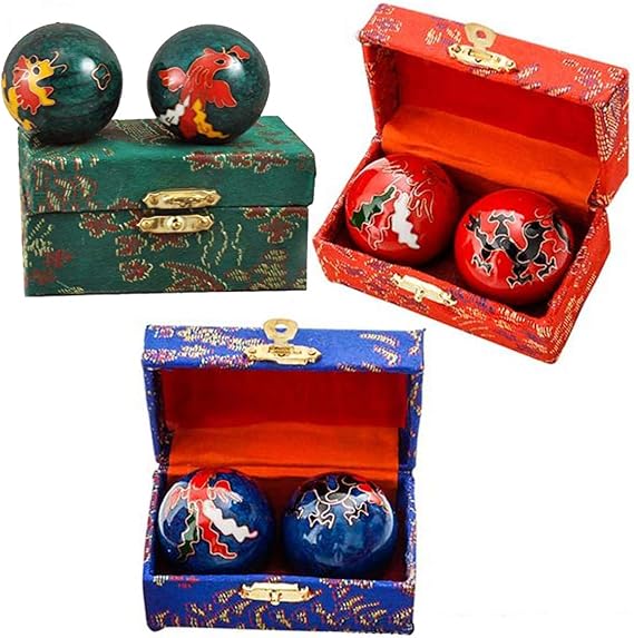 Happy Sales HSHB-DRPX, One Chinese Health Balls Baoding Iron Ball, Dragon & Phoenix, Order  with One Random Color Pick