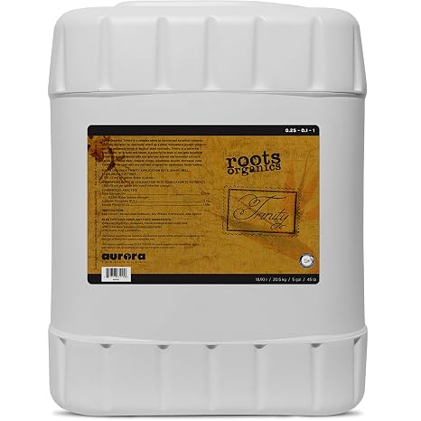 Roots Organics Trinity, Liquid Plant Food Nutrient Supplement Formula for Root Growth - Increased Fruit & Flower Yields in Garden Soil, 5 Gallon