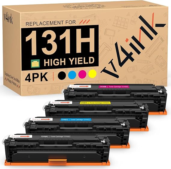 v4ink 4PK Remanufactured 131H Toner Cartridge Replacement for Canon 131 131H 116 CRG116 CRG131H Toner Set for Canon Color MF624Cw MF628Cw MF623Cn MF8280Cw MF8230Cn MF8030Cn MF8040Cn MF8050Cn MF8080Cw