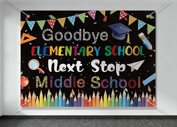 Next Stop Middle School Backdrop Elementary Graduation Decoration 7 * 5 Ft
