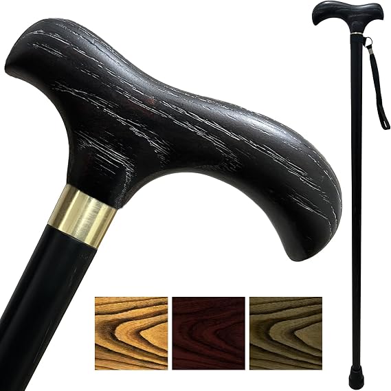 Handmade Wooden Walking Canes Stylish Hardwood Walking Sticks with Wrist Strap and Rubber Tips - 36 Inches