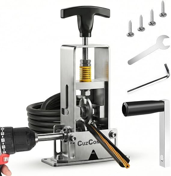 Manual Wire Stripping Machine,0.03-1 Inch Hand Crank Wire Stripper Machine,Portable Steel Frame Drill Powered Stripping Tool for Scrap Copper Wire Cable Recycling