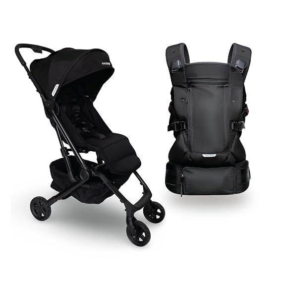 Colugo Baby Carrier 2 & Compact Stroller+ Bundle - Lightweight Ergonomic Baby Carrier - One-Hand Auto-fold Travel Stroller wirh Rain Cover, Backpack and Cup Holder