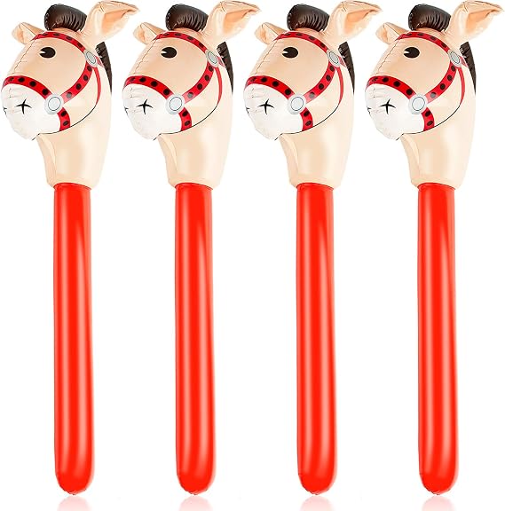 Gejoy 4 Inflatable Stick Horse Pony Balloons for Birthday Party, 37 in