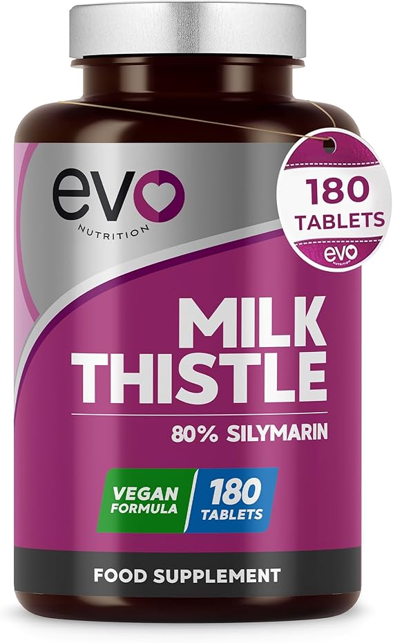 EVO Nutrition Milk Thistle, 80% Silymarin, 180 Vegan Tablets