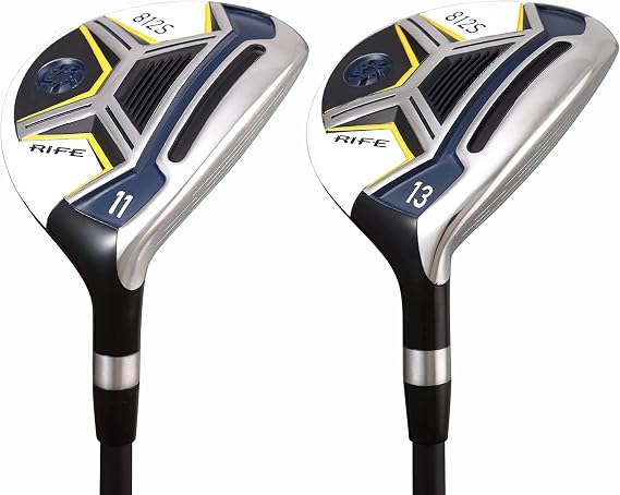 Senior Mens Rife 812s New Offset #11 +#13 Fairway Metal Wood Clubs Set Right Handed Senior Flex with Mens Senior Size Black Pro Velvet Grips Fairway Wood Set + Headcovers