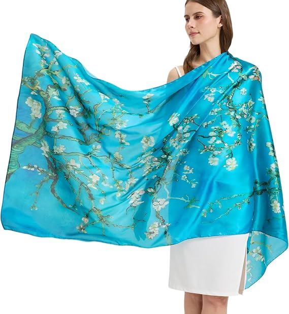 100% Mulberry Silk Scarf-Long Large Silk Neck Scarf Hijab Shawl for Women Travel Wrap
