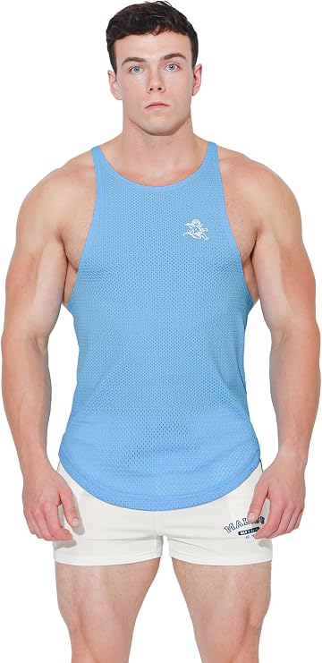 JJ Malibu Men's Mesh Tank Top Open Cut Stringer Festival Vest