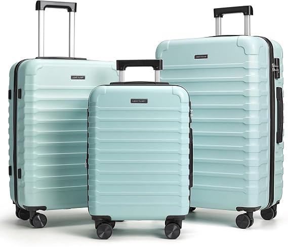 LIGHT FLIGHT Luggage Sets 3 Pcs Suitcase with Wheels,20"/24"/28",Mint Green