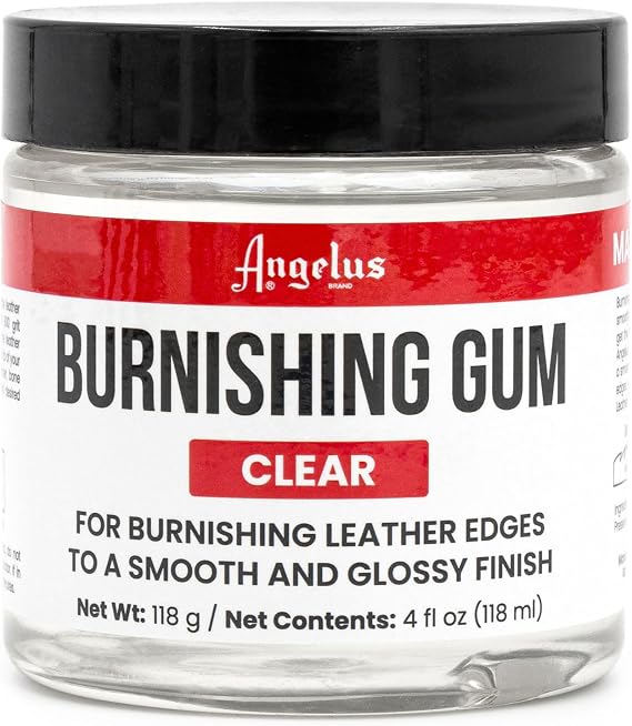 Angelus Burnishing Gum Leather Edge Finish Clear | Turns Leather Edges to Smooth & Glossy | 4oz (118mL)