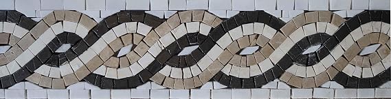 The Rope VI Marble Mosaic Border | Mosaic Designs | Mosaic Artwork | Mosaic Wall Art Floor Inlay by Mozaico | Handmade Mosaics | 12" x 4"