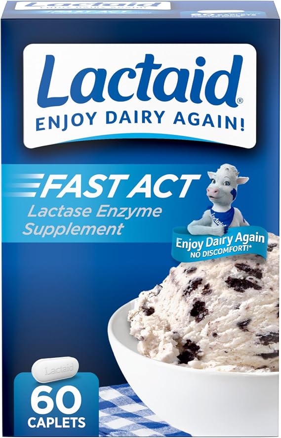 Lactaid Fast Act Lactose Intolerance Relief Caplets, 60 Count