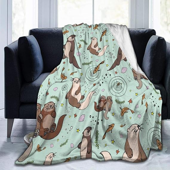 Otter Blanket Sea Otter Gifts for Women Men Kids Plush Throws