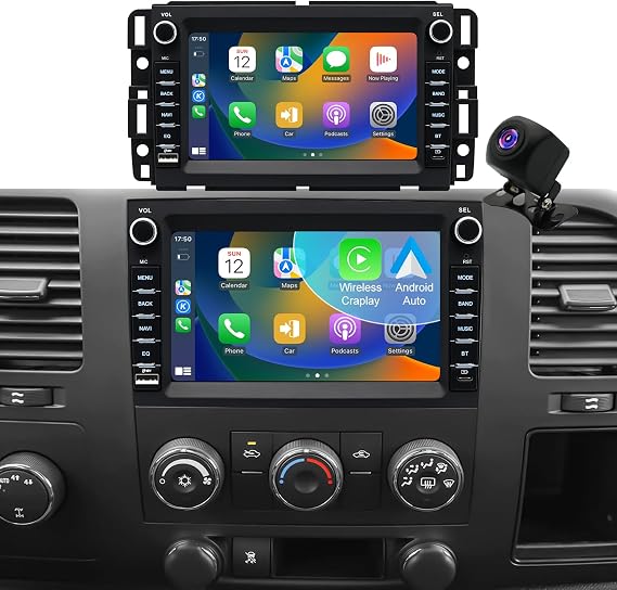 Car Radio for Chevrolet Chevy Silverado 1500/2500/3500 2007-2014, Tahoe 2007-2014, GMC Sierra 1500/2500/3500 2007-2014, Yukon 2007-2014, Hummer H2 Buick Enclave, Touch Screen Stereo Wireless Carplay