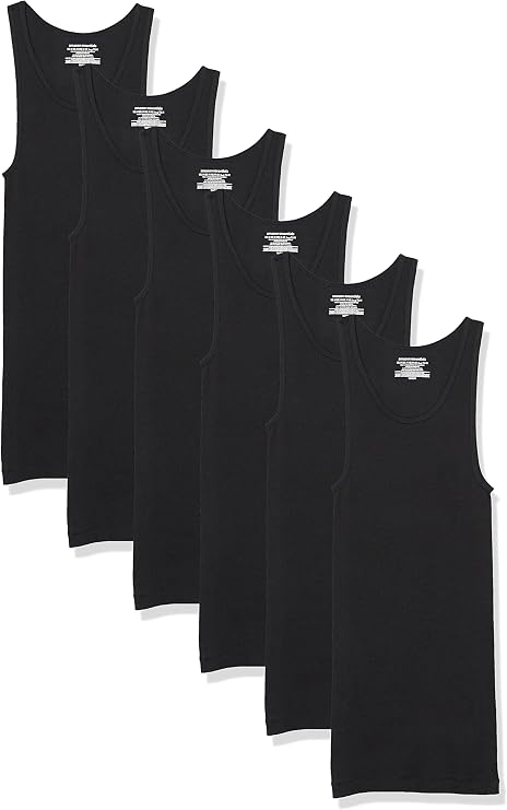 Amazon Essentials Men's Lightweight Tank Undershirts, Pack of 6