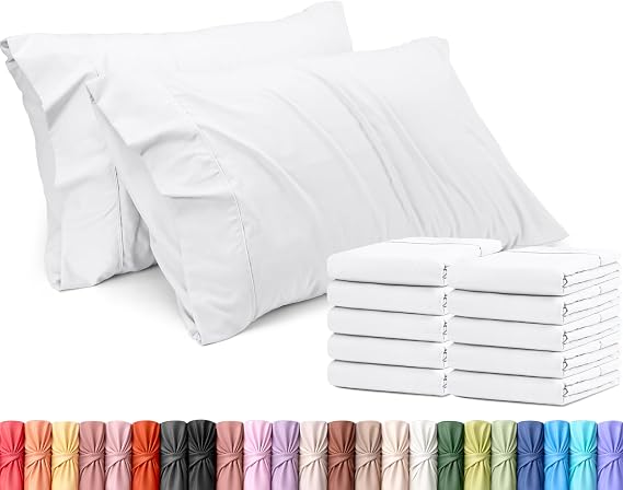 Pillow Cases Queen Size Set of 12, Ultra Soft Comfy Pillow Covers, White | Comfortable Pillow Sham like Pillowcases with Envelope Closure, Breathable Fabric, Fade & Shrink Resistant, Machine Washable