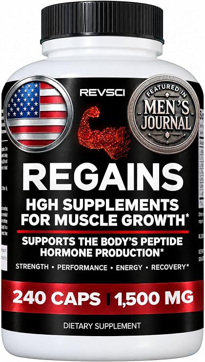 HGH Supplements for Men & Women (240 Pills) Regains Anabolic HGH Peptides for Muscle Growth, Muscle Recovery & Muscle Builder for Men, Natural Human Growth Hormone Booster & Post Workout Supplement