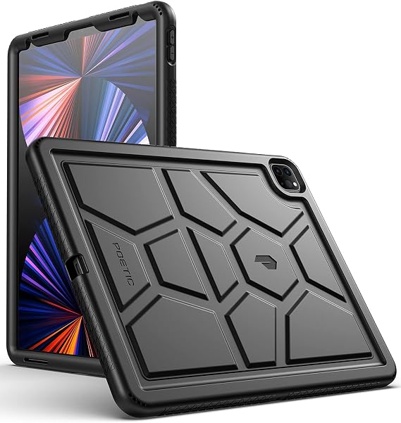 Poetic TurtleSkin Heavy Duty Case Designed for iPad Pro 12.9 2022/2021/2020/2018 5th/4th/3rd Generation, Rugged Shockproof Drop Protection Kids Friendly Silicone Cover Case, Black