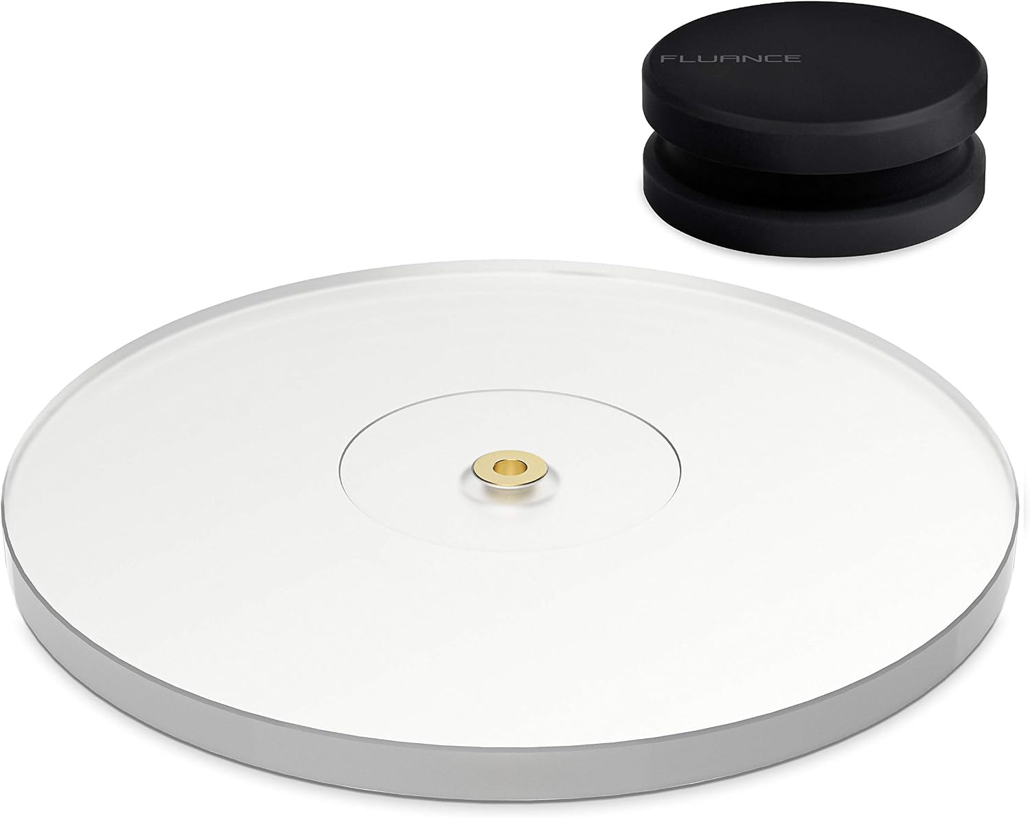 Fluance High Density Frosted Acrylic Platter for Fluance Reference Turntables RT82RT83RT84RT85, Includes HiFi Vinyl Record Weight 760 gram Steel LP Disc Stabilizer