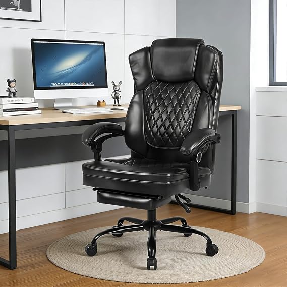 Office Chair High Back Executive Desk Chair with Leg Rest Ergomomic Lumbar Support Computer Gaming Chairs with Foot Rest for Home Office