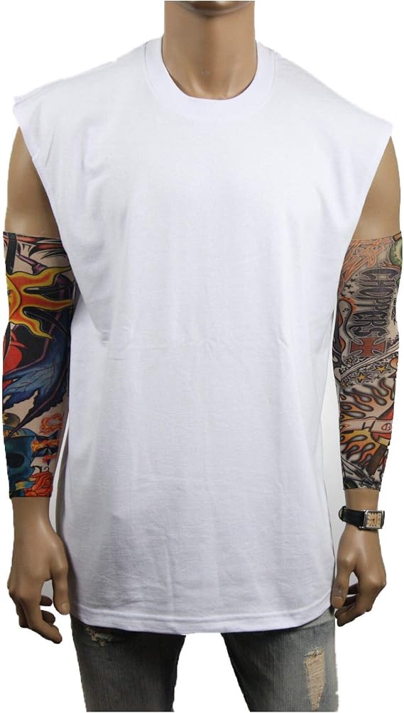 Men's Heavy Weight T-Shirt Plain Sleeveless Crew Muscle Tanktop Gym Bodybuilding