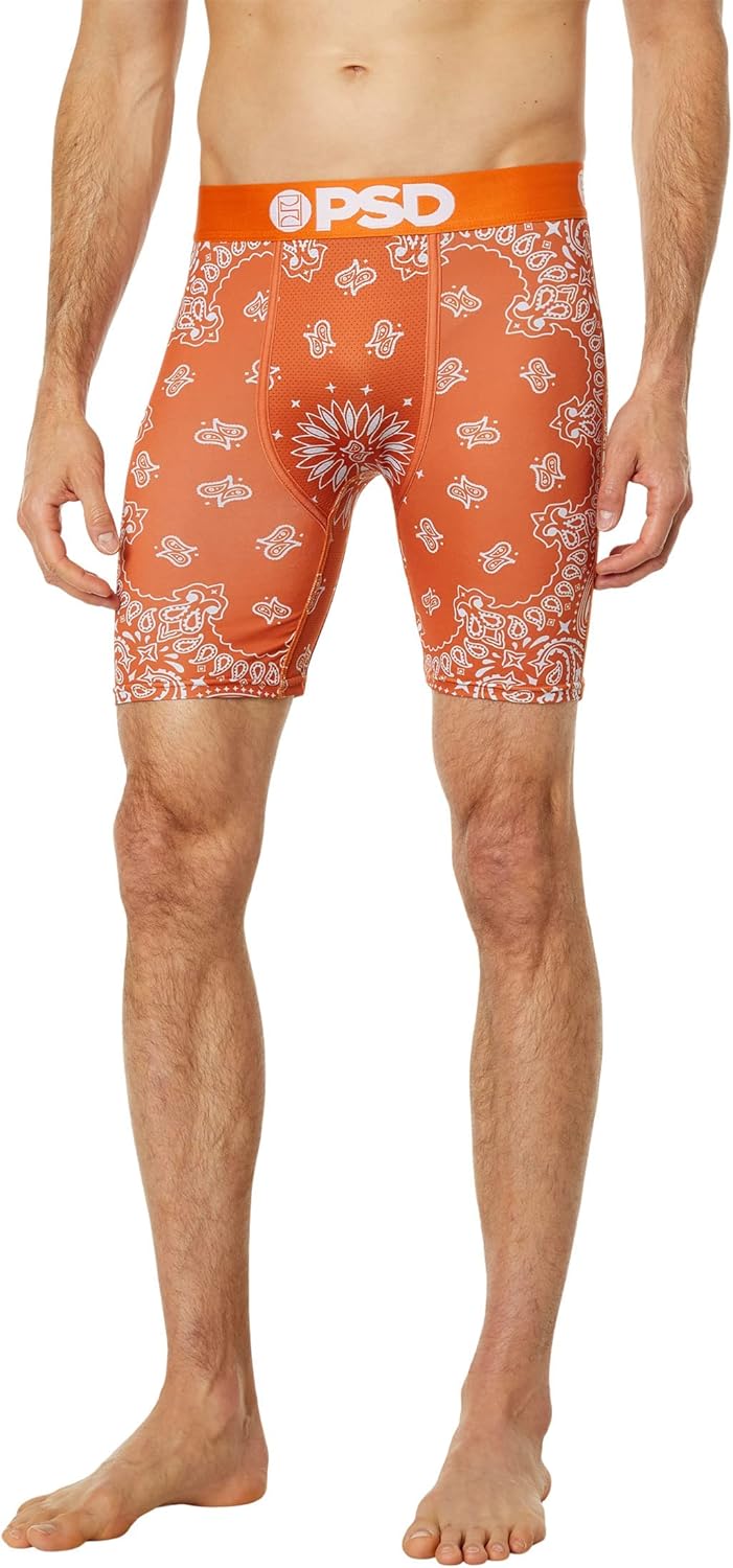 PSD Mens Printed Boxer Briefs - 7 Inch Inseam Breathable and Supportive Mens Underwear with Moisture-Wicking Fabric
