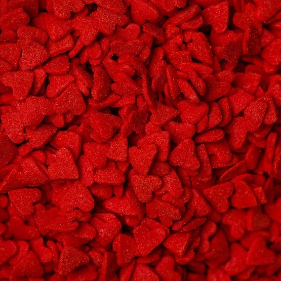 RED HEART SPRINKLES - 4 oz shaker jar - Edible Nonpareil Sprinkles for Cakes, Cupcakes, Cookies, Icing, Chocolate