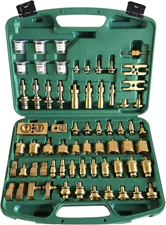 Auto Air Conditioning Repair Tools, Air Conditioning Tools & Equipment, Brass Ac Leak Detection Tools Connector Repair Kit for Car Truck Auto Ac (All-Copper US-Euro)