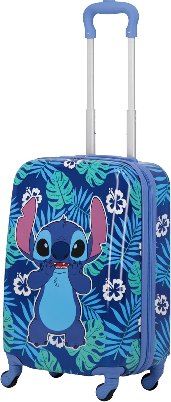 FUL Disney Stitch 21 Inch Kids Carry On Luggage, Blue | Hardshell Rolling Suitcase with Spinner Wheels