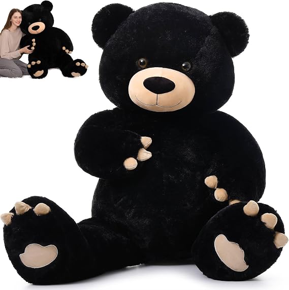 MorisMos Giant Teddy Bear Stuffed Animal 5Ft, 59'' Big Black Teddy Bear for Baby Shower Party Decoration, Large Black Stuffed Animal Gift for Kid Girl Boy Girlfriend Birthday Christmas Mother's Day
