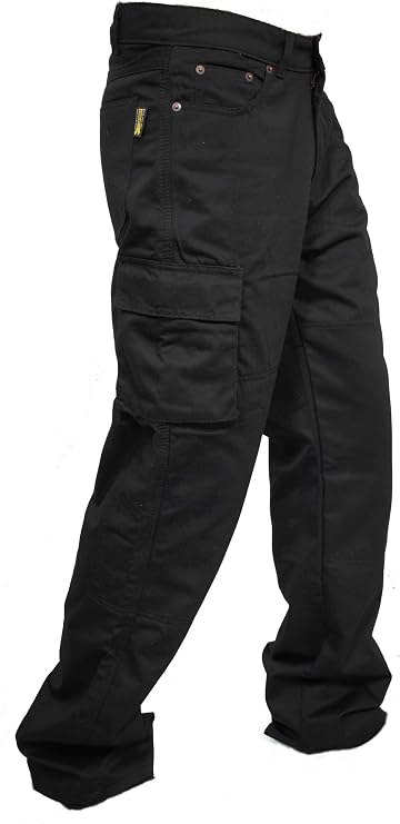 Men's Motorcycle Cargo Jeans Pants Reinforced with Aramid Fiber, Black, W38 L30