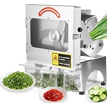 Commercial Electric Vegetable Slicer,200W Automatic Scallion Chopper,440LB/H with Conveyor Belt,1-35mm Thickness Adjustable for Cucumber Scallion Green Bean for Restaurant Hotel Kitchen 110V