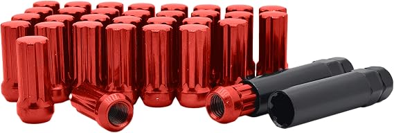 Venum wheel accessories 32 Pc Spline Red Locking Lug Nuts 88'-98' F250 F350 Dually | 2 Socket Keys Included for Security