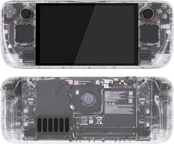 eXtremeRate Replacement Full Set Housing Shell with Buttons for Steam Deck OLED Handheld Console, Custom DIY Clear Faceplate Back Plate Trackpad Case for Steam Deck OLED Console - Without Console