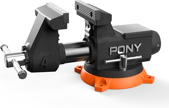 PONY 4 Inch Heavy Duty Bench Vise, 4400LBS Clamping Force Pro Workshop Vise