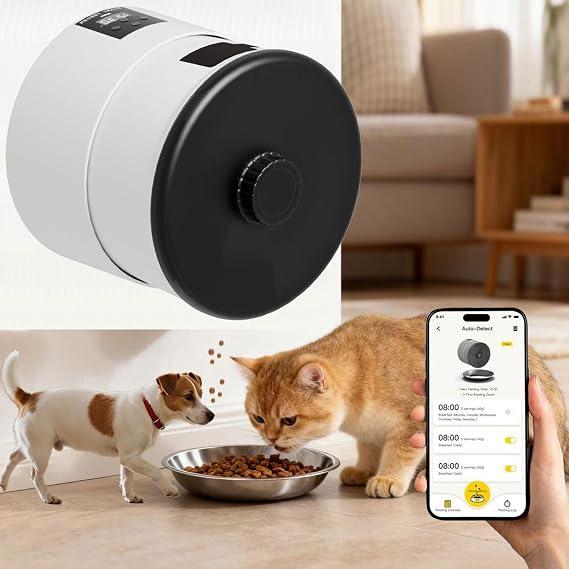 Smart Pet Feeder,Hanging Timed Cat Food Dispenser,Smart WiFi/App Control Pet Feeder,Automatic Dog Feeder, Dual Power USB & Battery,Easy-Clean, for Cats Small Dogs(3L)