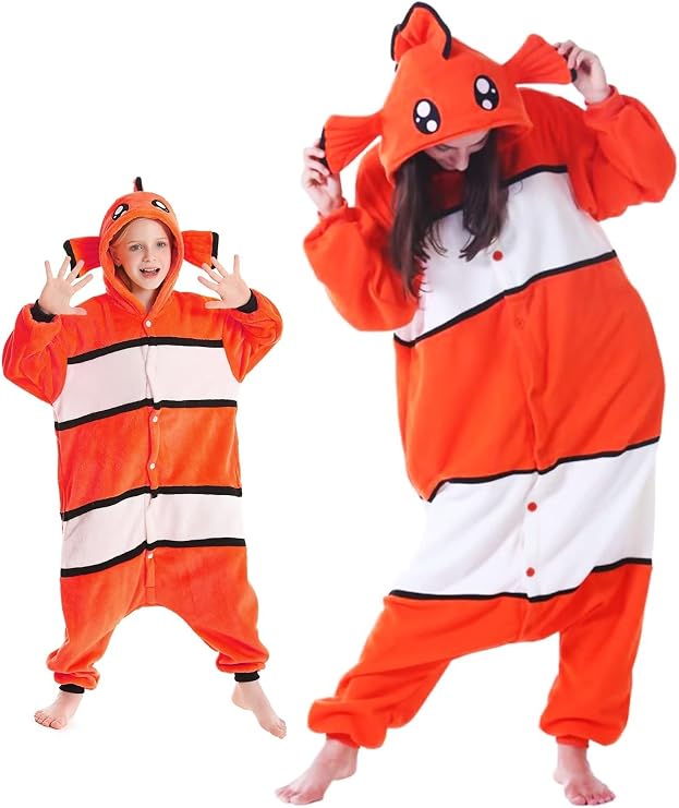 DarkCom Kid-Adult Animal Onesie Clownfish Halloween Christmas Pajamas