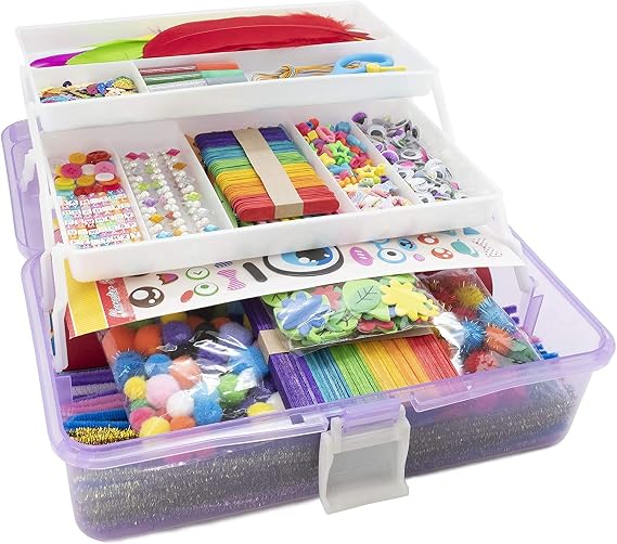 Chibbe Kids Arts and Crafts Supplies Assorted Craft Art Supply Kit Sets for Toddler DIY Crafting Homeschool Supplies Materials Arts Crafts Set Include Durable Storage Organizer Box for Kids
