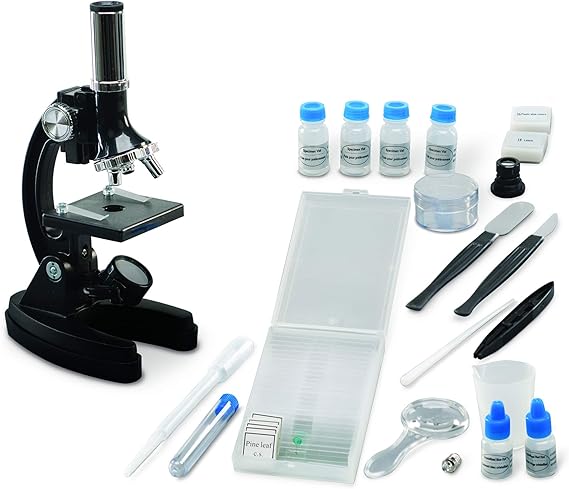 Educational Insights GeoSafari MicroPro 95-Piece LED Microscope Set - High Powered Microscope for Kids 8-12, Scientist Kit for Kids with Prepared Slides and Blank Slides, Home or Classroom Science Set